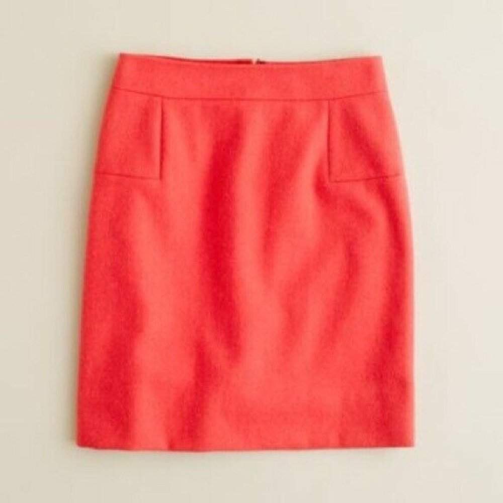 J.Crew Felted Wool Flannel Bright Red-Orange Skirt